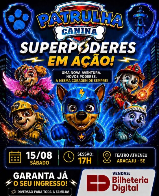 Aracaju recebe espetáculo da Patrulha Canina no próximo dia 15 de agosto