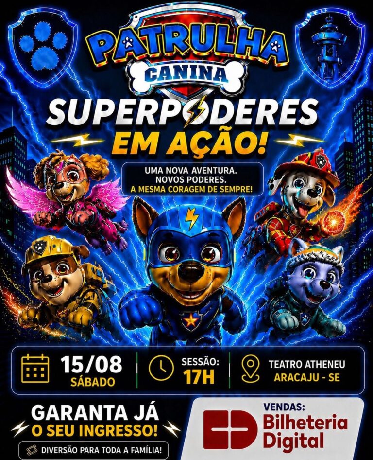 Aracaju recebe espetáculo da Patrulha Canina no próximo dia 15 de agosto